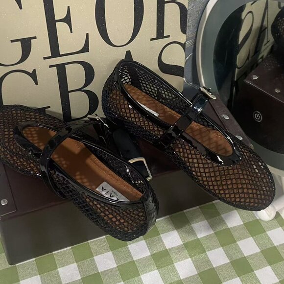Alaia Black Mesh Flats with Elegant Design - Picture 2 of 7